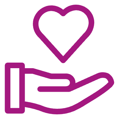 Hand holding heart icon